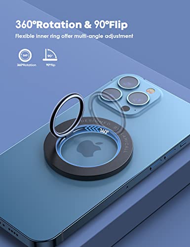 Magnetic Phone Ring Holder for MagSafe - Lamicall Magnetic Finger Phone Ring Stand Holder, Magnet Ring Grip, Compatible with iPhone 14 Plus 13 12, Pro, Pro Max, Mini, Mag safe Accessories, Misty Black by Lamicall