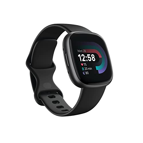 Fitbit Versa 4 Fitness Smartwatch with Daily Readiness, GPS, 24/7 Heart Rate, 40+ Exercise Modes, Sleep Tracking and more, Black/Graphite, One Size (S & L Bands Included) from Fitbit Inc