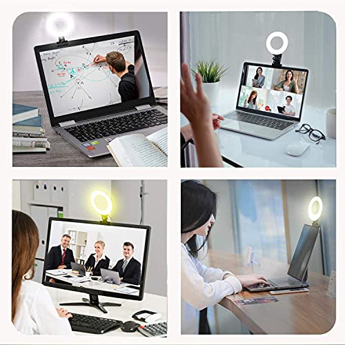 Video Conference Lighting Kit 3200k-6500K Dimmable Led Ring Lights Clip on Laptop Monitor for Remote Working/Zoom Calls/Self Broadcasting/Live Streaming/YouTube Video/TikTok (Black) by SELFILA Technology