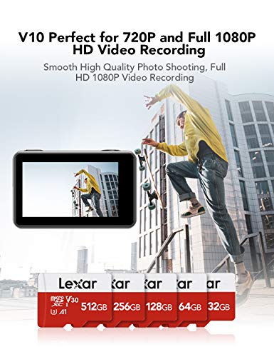 Lexar 32GB Micro SD Card 3 Pack, microSDHC UHS-I Flash Memory Card with Adapter - Up to 100MB/s, U1, Class10, V10, A1, High Speed TF Card (3 microSD Cards + 1 Adapter) by Lexar Co.,LTD