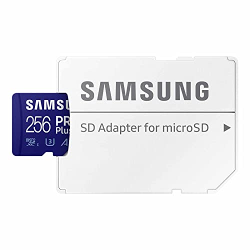 SAMSUNG PRO Plus microSD Memory Card + Adapter, 256GB MicroSDXC, Up to 180 MB/s, Full HD & 4K UHD, UHS-I, C10, U3, V30, A2 for Android Phones, Tablets, GoPRO, DJI Drone, MB-MD256SA/AM, 2023 by Samsung