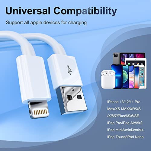 iPhone Charger 6 Feet Apple MFi Certified, Lightning Cable 6FT Fast Charging Cord Compatible with iPhone 14 13 12 11 Pro Max XR XS X 8 7 Plus 6S / iPad/Airpods (3 Pack) by FOXSEA