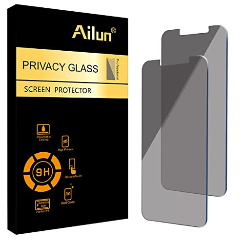 Ailun Privacy Screen Protector for iPhone 14/ 13/ 13 Pro [6.1 Inch] 2 Pack Anti Spy Private Tempered Glass Anti-Scratch Case Friendly [Black] [Not for iPhone 13 Pro Max] [2 Pack] from AilunUS