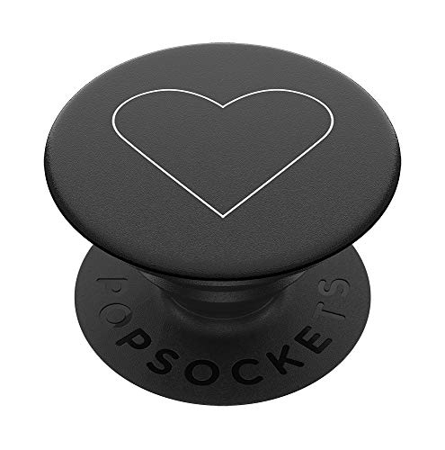 PopSockets: Phone Grip with Expanding Kickstand, Pop Socket for Phone - White Heart Black by Popsockets