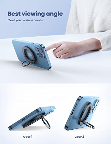 Magnetic Phone Ring Holder for MagSafe - Lamicall Magnetic Finger Phone Ring Stand Holder, Magnet Ring Grip, Compatible with iPhone 14 Plus 13 12, Pro, Pro Max, Mini, Mag safe Accessories, Misty Black by Lamicall