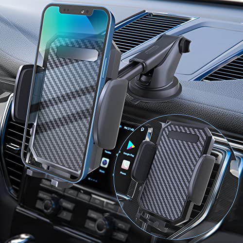 FBB Phone Mount for Car, [ Off-Road Level Suction Cup Protection ] 3in1 Long Arm Suction Cup Holder Universal Cell Phone Holder Mount Dashboard Windshield Vent Compatible with All Smartphones by FBB