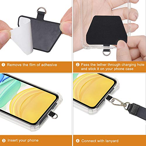 COCASES 4 Pack Phone Tether Tab, Phone Strap Replacement Part for Cell Phone, Safety Lanyard Patch (Black x4) from COCASES