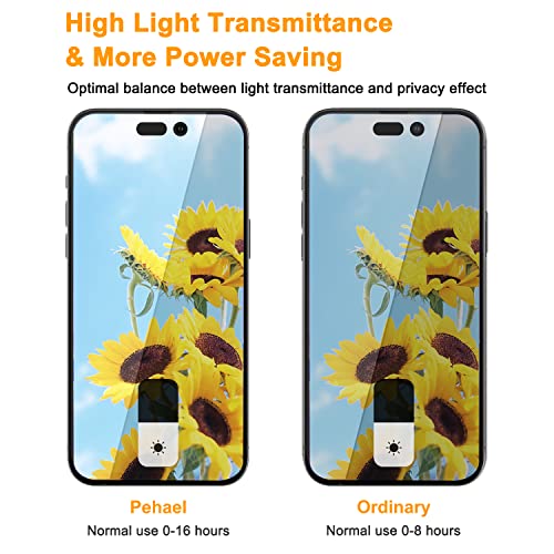 Pehael [2+2 Pack] iPhone 14 Pro Max Privacy Screen Protector with Camera Lens Protector Full Coverage Anti-Spy Tempered Glass Film 9H Hardness Upgrade Edge Protection Easy Installation Bubble Free Specially Designed for iPhone 14 Pro Max [6.7 inch] from p