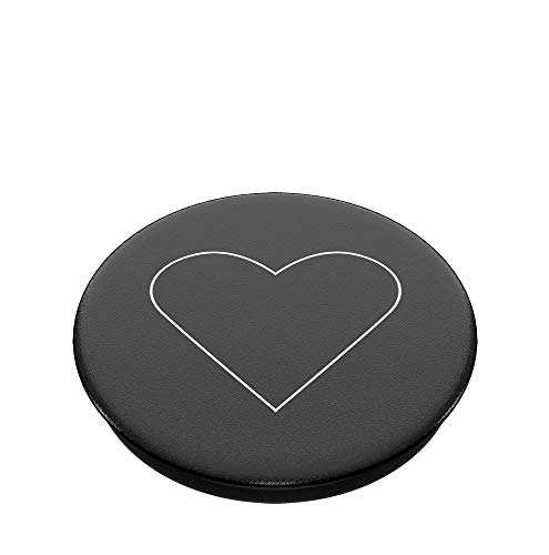 PopSockets: Phone Grip with Expanding Kickstand, Pop Socket for Phone - White Heart Black by Popsockets