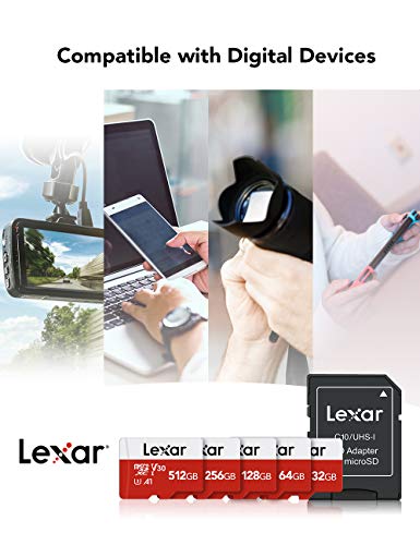 Lexar 32GB Micro SD Card 3 Pack, microSDHC UHS-I Flash Memory Card with Adapter - Up to 100MB/s, U1, Class10, V10, A1, High Speed TF Card (3 microSD Cards + 1 Adapter) by Lexar Co.,LTD