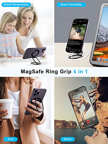 ã2023 Upgradedã Mag Safe Phone Ring Holder, SUPERONE Adjustable Magnetic Kickstand & Removable Phone Grip Compatible with Wireless Charging Only for iPhone 14 & 13 & 12 Series - Black by SUPERONE