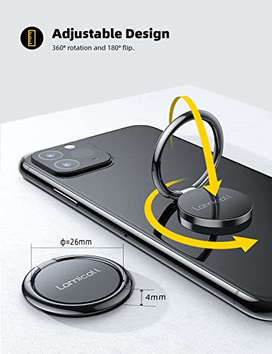 Cell Phone Ring Holder Finger Stand - Lamicall Phone Kickstand, Metal Grip Hook Work with Magnetic Car Mount, Compatible with iPhone 14 13 12 Mini 11 Pro Xs Max XR X 8 Plus, Smartphone Accessories BLK from Lamicall