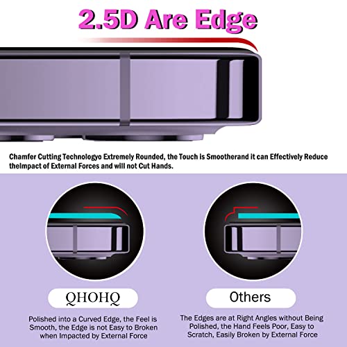 QHOHQ 3 Pack Screen Protector for iPhone 14 Pro Max 6.7 Inch with 3 Pack Tempered Glass Camera Lens Protector, Ultra HD, 9H Hardness, Scratch Resistant, Case Friendly [Included Easy to Install Frame] from QHOHQ