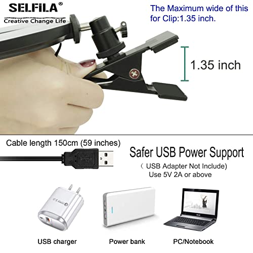 Video Conference Lighting Kit 3200k-6500K Dimmable Led Ring Lights Clip on Laptop Monitor for Remote Working/Zoom Calls/Self Broadcasting/Live Streaming/YouTube Video/TikTok (Black) by SELFILA Technology
