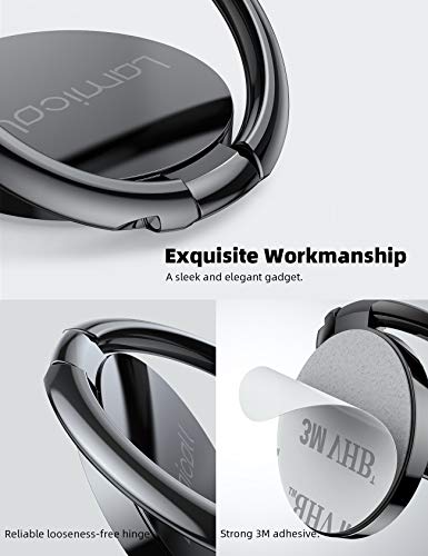 Cell Phone Ring Holder Finger Stand - Lamicall Phone Kickstand, Metal Grip Hook Work with Magnetic Car Mount, Compatible with iPhone 14 13 12 Mini 11 Pro Xs Max XR X 8 Plus, Smartphone Accessories BLK from Lamicall