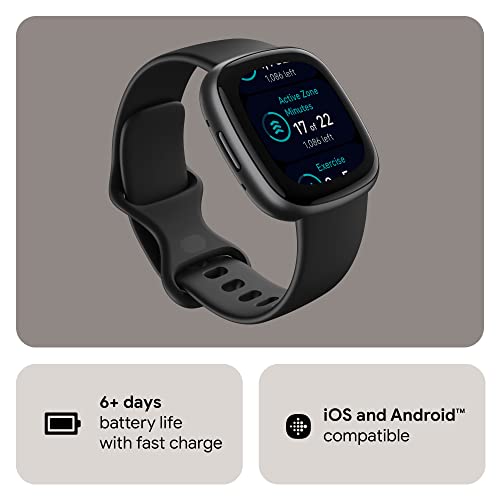 Fitbit Versa 4 Fitness Smartwatch with Daily Readiness, GPS, 24/7 Heart Rate, 40+ Exercise Modes, Sleep Tracking and more, Black/Graphite, One Size (S & L Bands Included) from Fitbit Inc