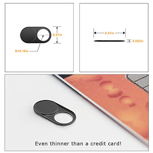 Webcam Cover Slide 0.022in Ultra Thin Metal Magnet Web Camera Cover for MacBook Pro Laptops Smartphone Mac PC Tablets for Echo Spot Show Protecting Your Privacy Security Black(3 Packs) by Cimkiz