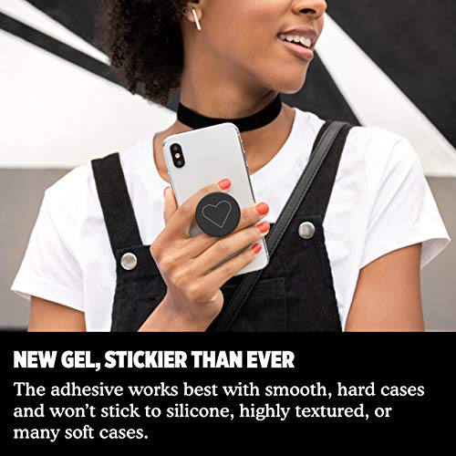 PopSockets: Phone Grip with Expanding Kickstand, Pop Socket for Phone - White Heart Black by Popsockets