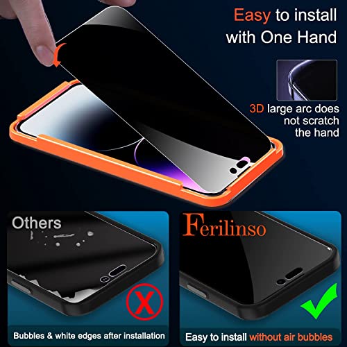 Ferilinso [3+3 Pack] for Apple iPhone 14 Pro Max Privacy Screen Protector Tempered Glass Accessories 3 Pack 9H Anti Spy Privacy Screen For iPhone 14 Pro Max 3 Pack Camera Lens Protector by Ferilinso