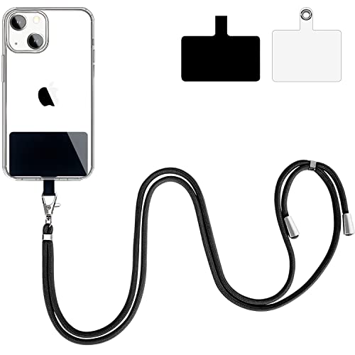 Universal Cell Phone Lanyard,Crossbody Lanyard with Adjustable Nylon Neck Strap,Compatible with Every Mobile Phone(Black) by BFSDÂ·DM