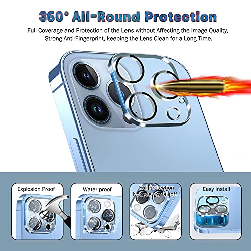 QHOHQ 3 Pack Screen Protector for iPhone 13 Pro Max 6.7" with 3 Pack Tempered Glass Camera Lens Protector, Ultra HD, 9H Hardness, Scratch Resistant, Easy Install - Case Friendly from QHOHQ