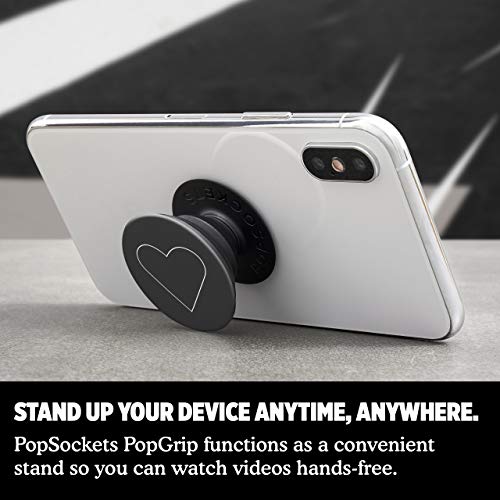 PopSockets: Phone Grip with Expanding Kickstand, Pop Socket for Phone - White Heart Black by Popsockets