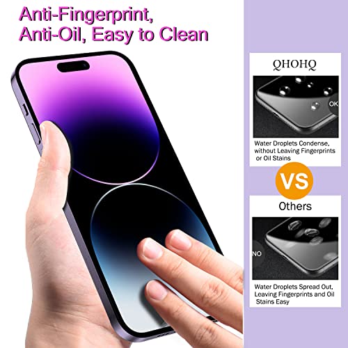 QHOHQ 3 Pack Screen Protector for iPhone 14 Pro Max 6.7 Inch with 3 Pack Tempered Glass Camera Lens Protector, Ultra HD, 9H Hardness, Scratch Resistant, Case Friendly [Included Easy to Install Frame] from QHOHQ