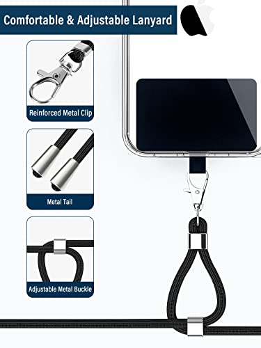 Universal Cell Phone Lanyard,Crossbody Lanyard with Adjustable Nylon Neck Strap,Compatible with Every Mobile Phone(Black) by BFSDÂ·DM