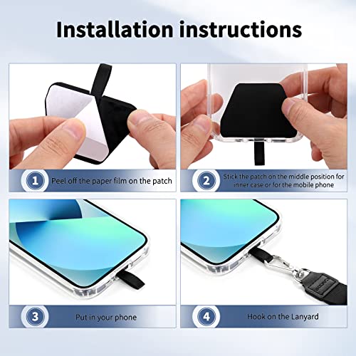 CACOE Phone Lanyard 2 Pack-1Ã Adjustable Neck Strap,1Ã Wrist Strap,2Ã Pads,Multifuctional Universal Crossbody Cell Phone Lanyards,Compatible with Most Smartphones(Black) by CACOE