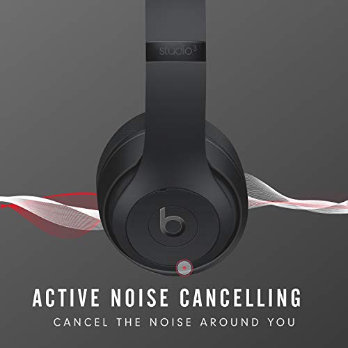 Beats Studio3 Wireless Noise Cancelling Over-Ear Headphones - Apple W1 Headphone Chip, Class 1 Bluetooth, 22 Hours of Listening Time, Built-in Microphone - Matte Black (Latest Model) from Beats
