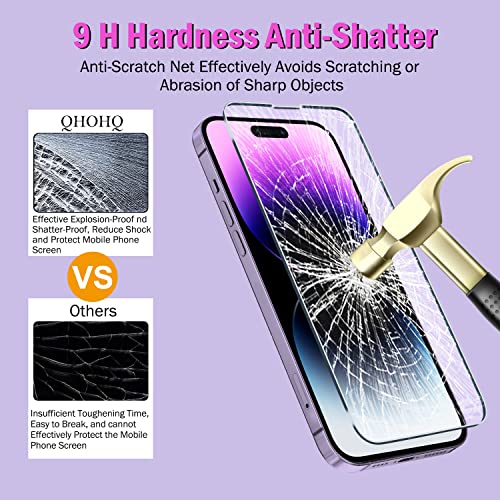 QHOHQ 3 Pack Screen Protector for iPhone 14 Pro Max 6.7 Inch with 3 Pack Tempered Glass Camera Lens Protector, Ultra HD, 9H Hardness, Scratch Resistant, Case Friendly [Included Easy to Install Frame] from QHOHQ