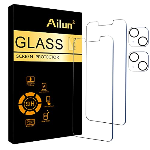 Ailun 2 Pack Screen Protector for iPhone 13 [6.1 inch Display]with 2 Pack Tempered Glass Camera Lens Protector,[9H Hardness]-HD from AilunUS