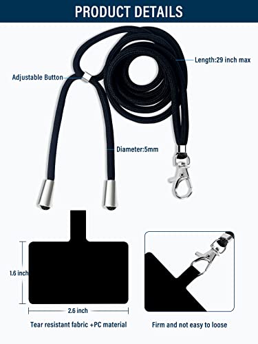 Universal Cell Phone Lanyard,Crossbody Lanyard with Adjustable Nylon Neck Strap,Compatible with Every Mobile Phone(Black) by BFSDÂ·DM