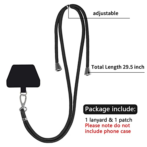SS Phone Lanyard, Cell Phone Lanyard with Adjustable Detachable Neckstrap and Phone tether, Phone Strap Suitable for All Smartphones-Black from SS
