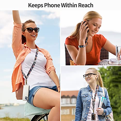 Cell Phone Lanyard, Zafolia Phone Strap, Phone Tether,Wrist Leash for Key, Universal Adjustable Crossbody Neck Straps Leash for iPhone Case ID Badges and Most Smartphones (Flowers) by Zafolia