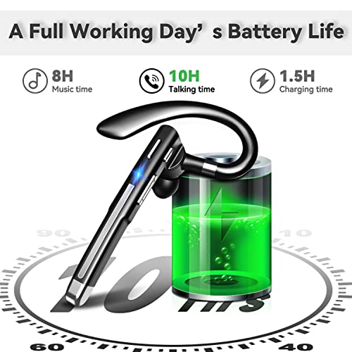 EUQQ Bluetooth Wireless Earpiece for Cellphone, Bluetooth 5.1 Headset Wireless Headphone with Charging Case,Microphone for Office Driving, Hands-Free Earphones Compatible with Android/iOS from EUQQ