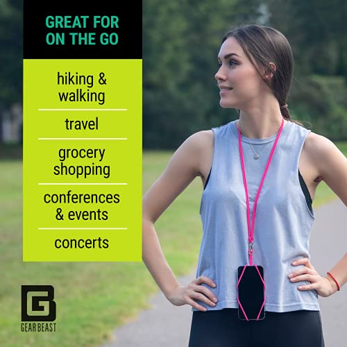 Gear Beast Cell Phone Lanyard - Neck Phone Holder w/ Card Pocket and Silicone Neck Strap - Compatible with Most Smartphones, Black by Gear Beast