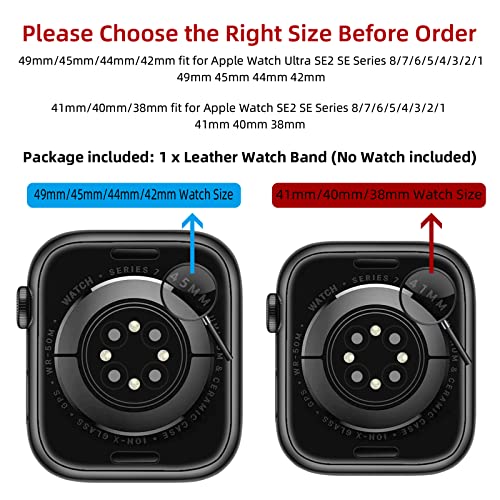 OUHENG Compatible with Apple Watch Band 49mm 45mm 44mm 42mm 41mm 40mm 38mm, Genuine Leather Bands Strap for iWatch Ultra SE2 SE Series 8 7 6 5 4 3 2 1 (Retro Brown/Black, 49mm 45mm 44mm 42mm) from OUHENG