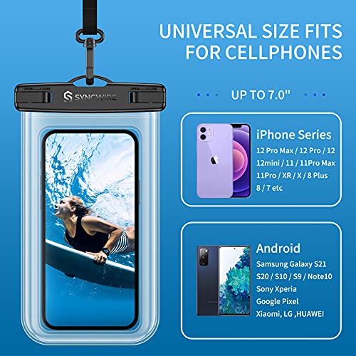 ðð²ð§ðð°ð¢ð«ð Waterproof Phone Pouch [2-Pack] - Universal IPX8 Waterproof Phone Case Dry Bag with Lanyard for iPhone 14/13/12/11 Pro XS MAX XR X 8 7 6 Samsung S22 S20 and More Up to 7 Inches from Syncwire