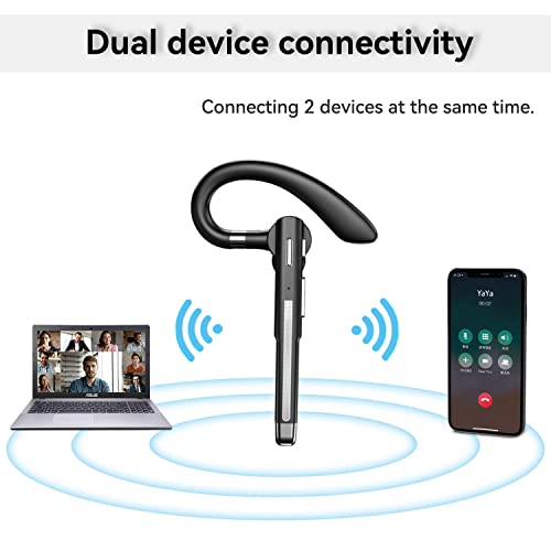 EUQQ Bluetooth Wireless Earpiece for Cellphone, Bluetooth 5.1 Headset Wireless Headphone with Charging Case,Microphone for Office Driving, Hands-Free Earphones Compatible with Android/iOS from EUQQ