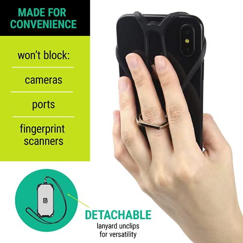 Universal Phone Lanyard Holder and Ring Grip, Silicone Cell Phone Lanyard Neck Strap and Phone Ring Holder Stand Compatible with Most Smartphones by Gear Beast