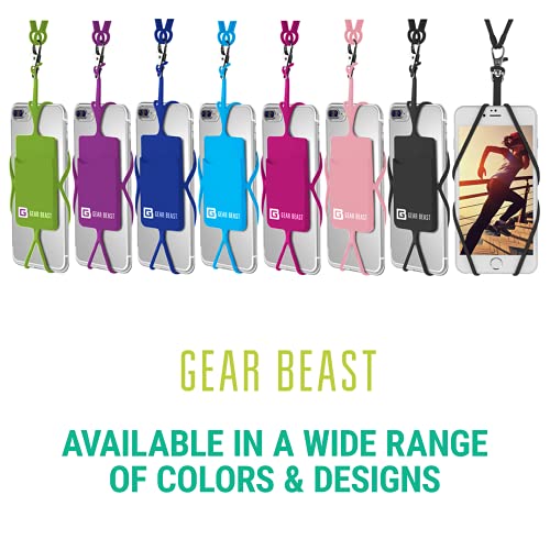 Gear Beast Cell Phone Lanyard - Neck Phone Holder w/ Card Pocket and Silicone Neck Strap - Compatible with Most Smartphones, Black by Gear Beast