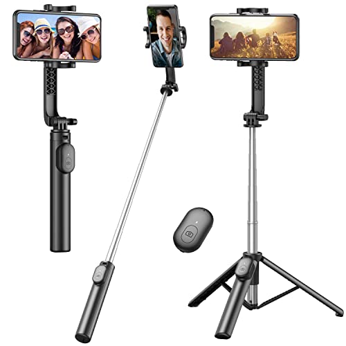 Selfie Stick, Extendable Selfie Stick Tripod with Wireless Remote and Tripod Stand Compact Size Lightweight Selfie Stick for Group Selfies/Live Streaming/Video Recording Compatible with All Cellphones by Erligpowht