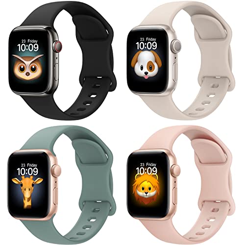 BRG 4 Pack Bands for Apple Watch Band 38mm 40mm 41mm 42mm 44mm 45mm 49mm, Women and Men Sport Apple Watch Bands, Soft Silicone Strap Replacement for iWatch Bands Ultra SE Series 8 7 6 5 4 3 2 1 by BRG