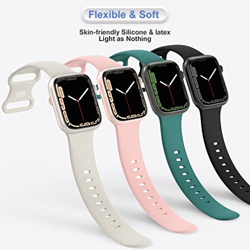 BRG 4 Pack Bands for Apple Watch Band 38mm 40mm 41mm 42mm 44mm 45mm 49mm, Women and Men Sport Apple Watch Bands, Soft Silicone Strap Replacement for iWatch Bands Ultra SE Series 8 7 6 5 4 3 2 1 by BRG
