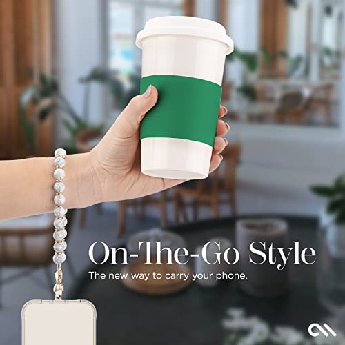 Case-Mate Phone Charm with Beaded Marble - Detachable Phone Lanyard - Hands-Free Wrist Strap - Adjustable Phone Strap Grip for Women - iPhone 14 Pro Max/ 13 Pro Max/ 12 Pro Max/ 11 - White Marble from Case-Mate