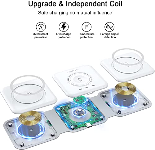 UCOMX Nano 3 in 1 Wireless Charger for iPhone,Magnetic Foldable 3 in 1 Charging Station,Travel Charger for Multple Devices for iPhone 14/13/12 Series,AirPods 3/2/Pro,iWatch(Adapter Included) from Lilimlss LLC