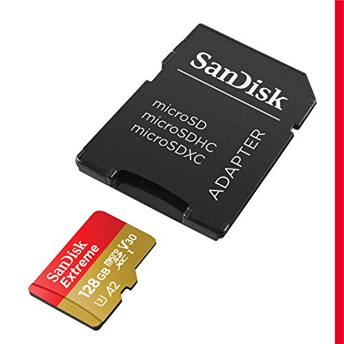 SanDisk 128GB Extreme microSDXC UHS-I Memory Card with Adapter - Up to 160MB/s, C10, U3, V30, 4K, A2, Micro SD - SDSQXA1-128G-GN6MA by Western Digital Technologies Inc.