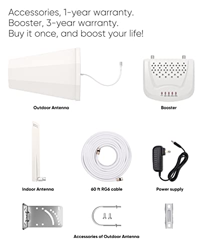 SolidRF Cell Phone Signal Booster for Home and Office, Up to 3,000 sq ft-Band 12/13/17/5/2/25, Compatible with All US Carriers AT&T, Verizon, T-Mobile, Sprint, U.S. Cellular & More, FCC Approved from SolidRF