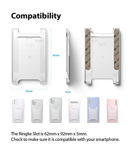 Ringke Slot Card Holder (2 Pack) Designed for Smartphones, Adhesive Stick On Wallet Case Minimalist Slim Hard Premium Credit Card Cash Sleeve - Clear Mist from Ringke